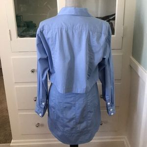 Open back Nanette Lepore 6 blue tunic dress shirt mop button